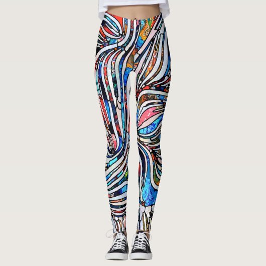 Gebroken texturen: Glas in lood Unity Leggings (Voorkant)