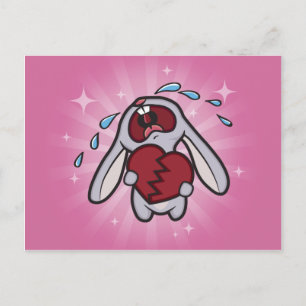 Gebroken verwarmde Briefkaart Bunny (roze)