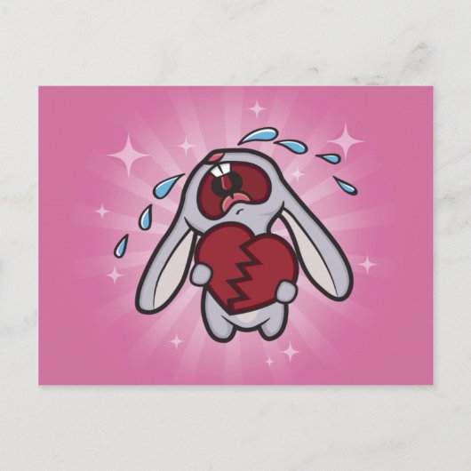 Gebroken verwarmde Briefkaart Bunny (roze) (Voorkant)