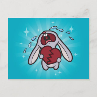 Gebroken verwarmde Bunny (Blauw) Briefkaart Art