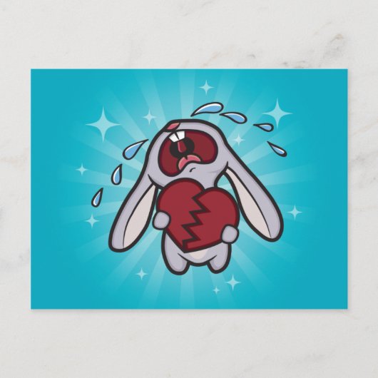 Gebroken verwarmde Bunny (Blauw) Briefkaart Art (Voorkant)