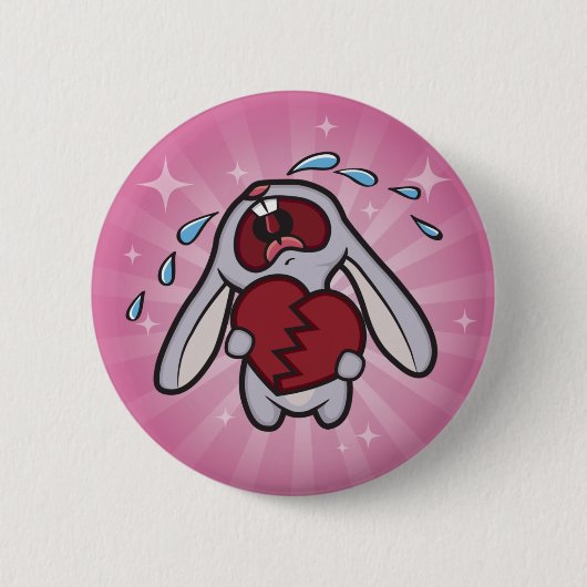 Gebroken Verwarmde Bunny met roze Sunburst Button (Voorkant)