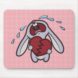 Gebroken Verwarmde Bunny op Roze Controles Mousepa Muismat