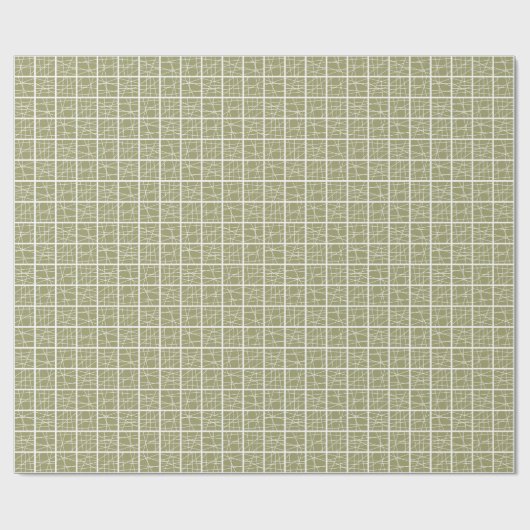 Gebroken vierkantjes - Khaki op wit Cadeaupapier (Vlak)
