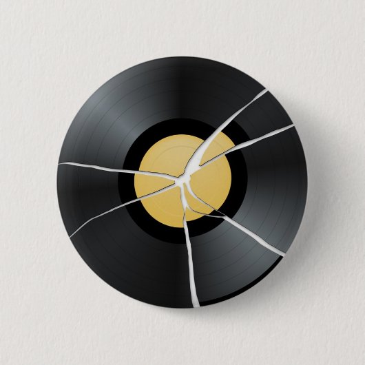 Gebroken vinylrecord ronde button 5,7 cm (Voorkant)