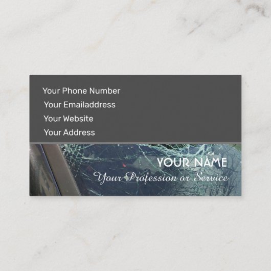 Gebroken voorruit voor deskundigen op het gebied v visitekaartje (Achterkant)