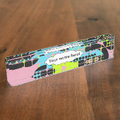 Gebroken vormen abstract ontwerp naambordje (Zijkant)