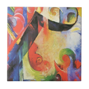Gebroken vormen door Franz Marc, Vintage Abstracte Tegeltje