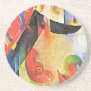 Gebroken vormen door Franz Marc, Vintage Abstracte Zandsteen Onderzetter