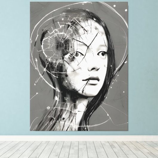 Gebroken vrouw canvas afdruk (Insitu (Houten vloer))