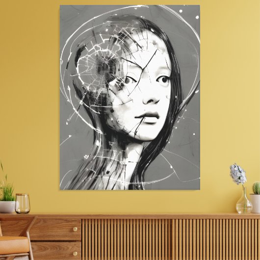 Gebroken vrouw canvas afdruk (Insitu (Woonkamer))