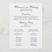 Gebroken wit & Blauwgroen Bloemen bruiloft program Programmakaart (Achterkant)