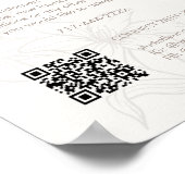 gebroken wit | Chic Floral Text Promotionele QR Poster (Hoek)