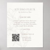 gebroken wit | Chic Floral Text Promotionele QR Poster (Voorkant)
