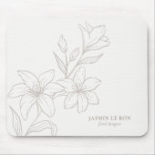 gebroken wit | Chic Minimal Floral Muismat (Voorkant)