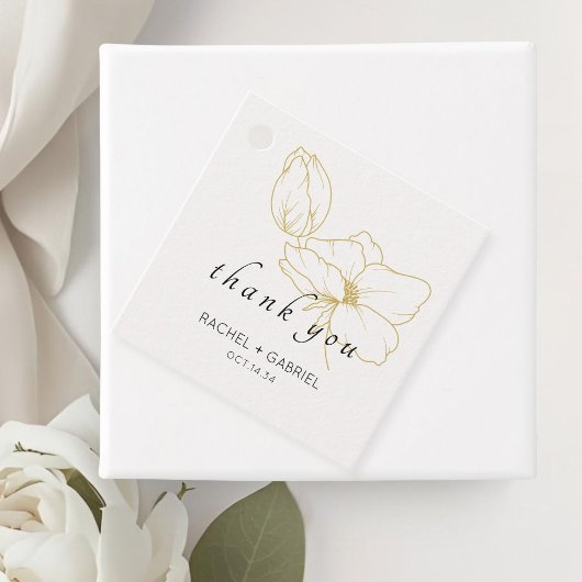 gebroken wit | Chic Modern Bloemen Huwelijk Bedankjes Labels