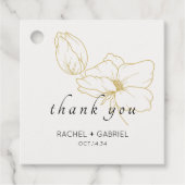 gebroken wit | Chic Modern Bloemen Huwelijk Bedankjes Labels (Voorkant)