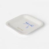 Gebroken wit | Dusty Blue Waterverf lint bruiloft Papieren Bordje (Gebogen)