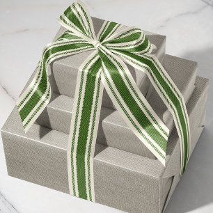 Gebroken wit en Bos Groen Ticking Tape Lint