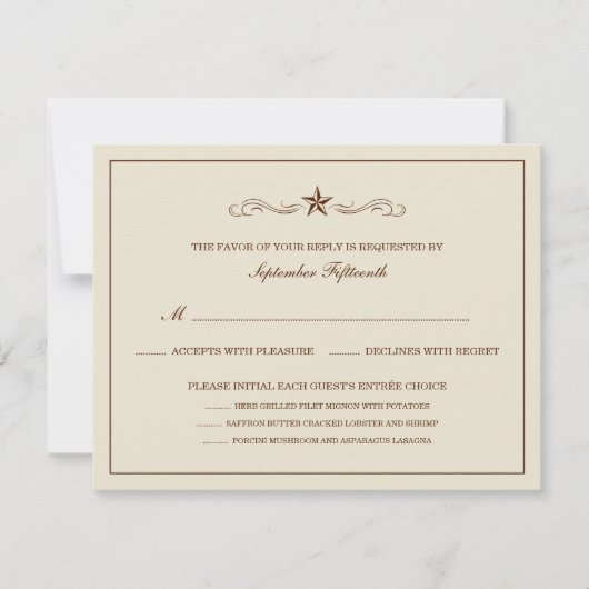 Gebroken wit en bruin Western RSVP (MET MENU-ITEMS (Voorkant)