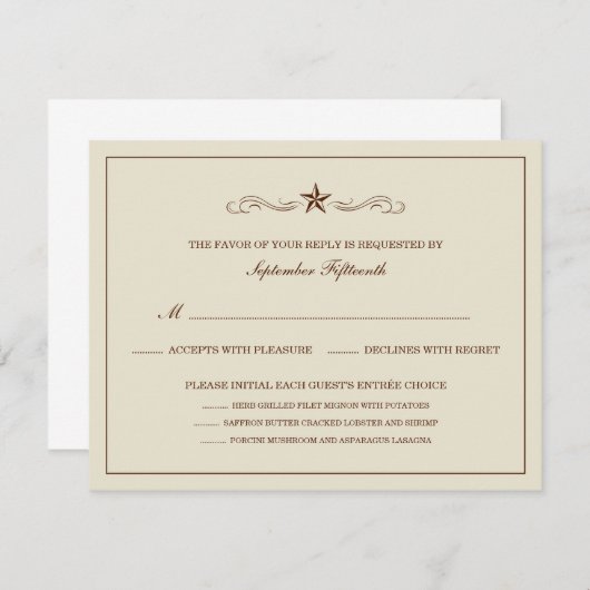 Gebroken wit en bruin Western RSVP (MET MENU-ITEMS (Voorkant / Achterkant)