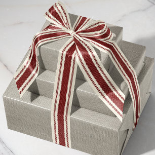 Gebroken wit en Diep Rood Ticking Tape Lint