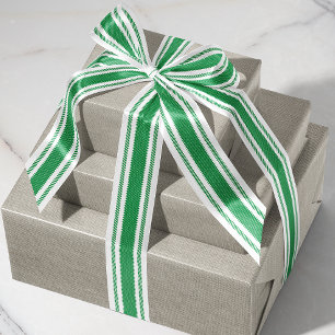 Gebroken wit en groen Ticking Tape Lint