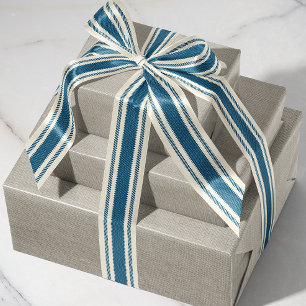 Gebroken wit en Navy Blue Ticking Tape Lint