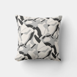 Gebroken wit grijs zwart diagonaal Abstracte kunst Kussen