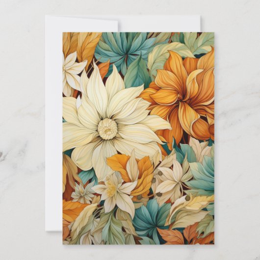 Gebroken wit, Hunter Groen, Bruin en Oranje Bruilo Kaart (Achterkant)