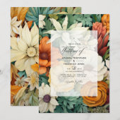 Gebroken wit, Hunter Groen, Bruin en Oranje Bruilo Kaart (Voorkant / Achterkant)
