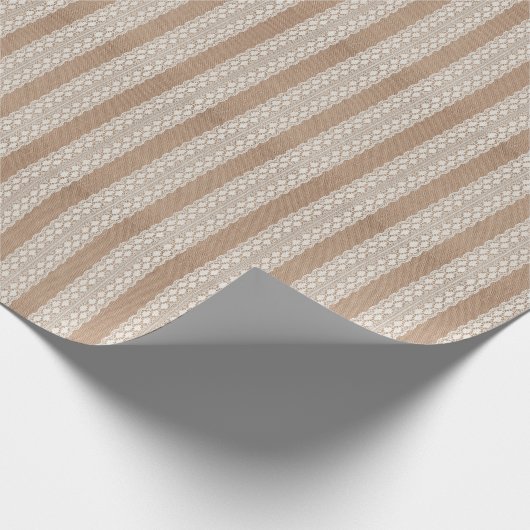 Gebroken wit kant: jute textuur cadeaupapier (Hoek)