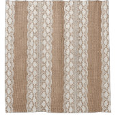 Gebroken wit kant: jute textuur douchegordijn (Voorkant)