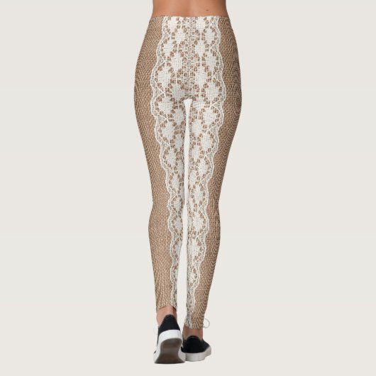 Gebroken wit kant: jute textuur leggings (Achterkant)