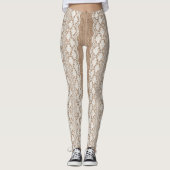Gebroken wit kant: jute textuur leggings (Voorkant)