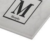 Gebroken wit marmer met zilveraders monogram snijplank (Hoek)