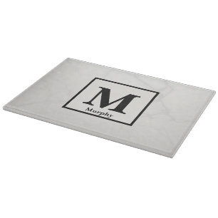 Gebroken wit marmer met zilveraders monogram snijplank