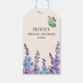 Gebroken wit paarse Bloemen Vlinder Vrijgezellenfe Cadeaulabel (Achterkant)