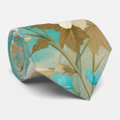 Gebroken wit Turquoise Bloemen Stropdas (Opgerold)
