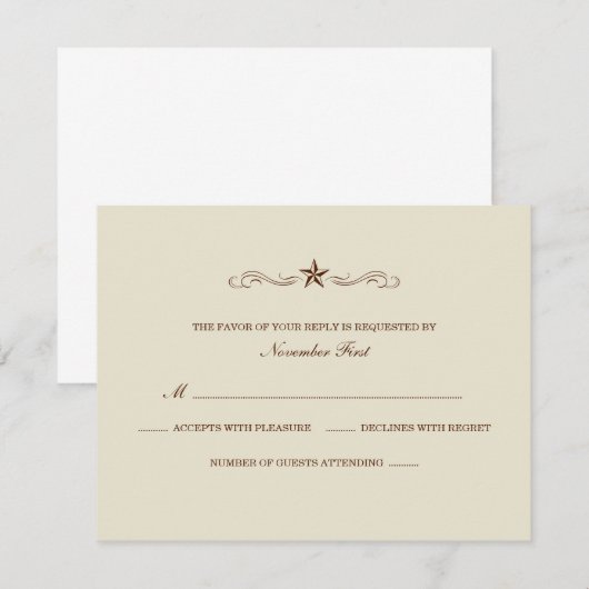 Gebroken witte en bruine Westerne RSVP (GEEN GRENS (Voorkant / Achterkant)