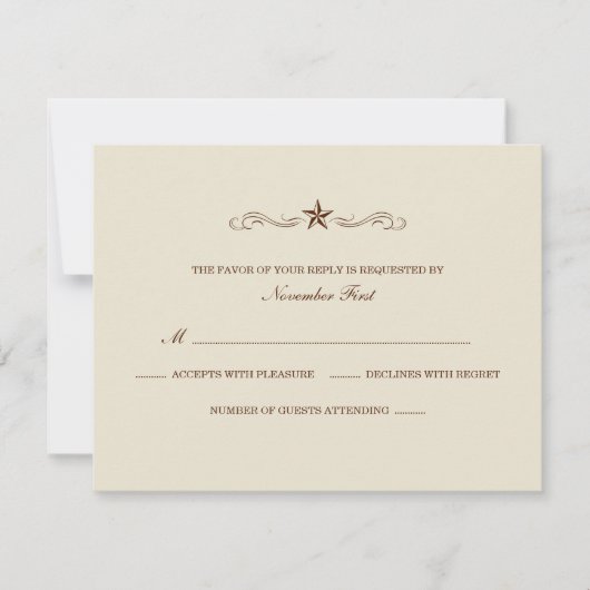 Gebroken witte en bruine Westerne RSVP (GEEN GRENS Kaartje (Voorkant)