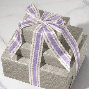 Gebroken witte en zachte Lila Paarse Ticking Tape Grosgrain Lint