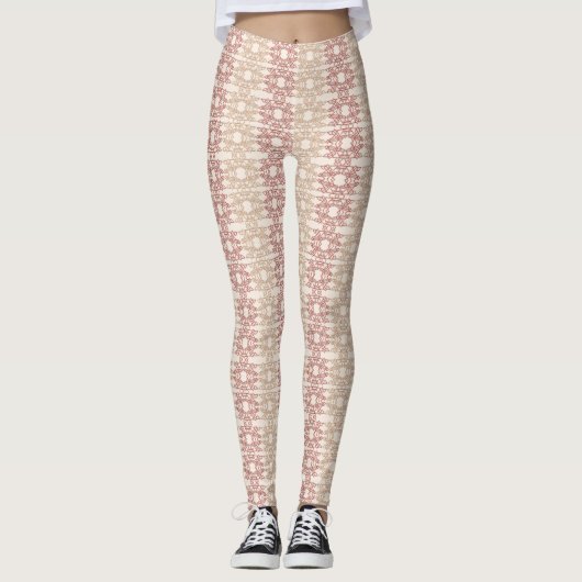 Gebroken witte geometrisch ontworpen Leggings door (Voorkant)