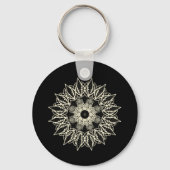 Gebroken witte geometrische kant mandala sleutelhanger (Voorkant)