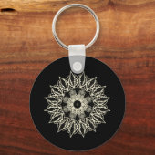Gebroken witte geometrische kant mandala sleutelhanger (Voorkant)