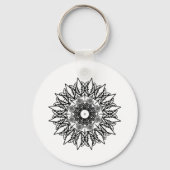 Gebroken witte geometrische kant mandala sleutelhanger (Achterkant)