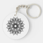 Gebroken witte geometrische kant mandala sleutelhanger (Achterkant)