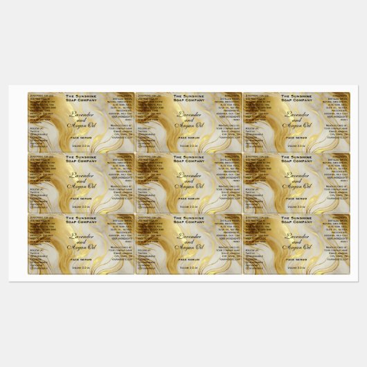 Gebroken witte gouden waterdichte cosmetica druppe labels (Vel)