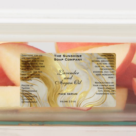 Gebroken witte gouden waterdichte cosmetica druppe labels (Aangebracht)