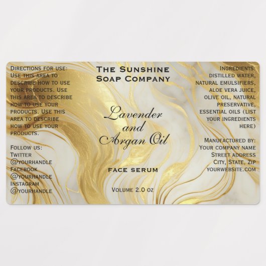 Gebroken witte gouden waterdichte cosmetica druppe labels (Design 1)